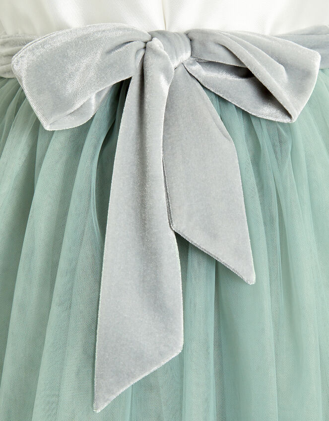 Velvet Bow Bridesmaid Dress, Green (SAGE), large