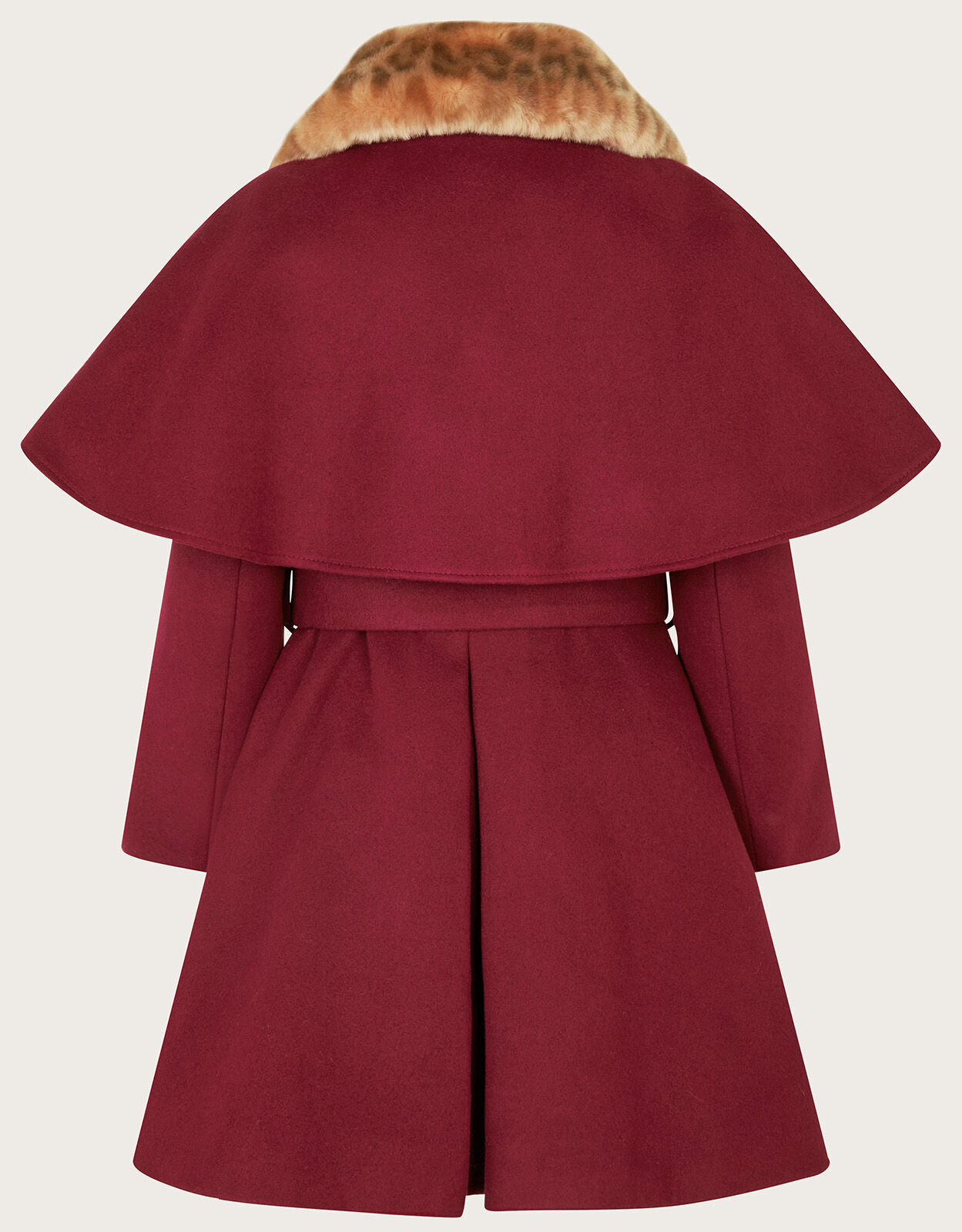 Belted Cape Style Smart Coat Red