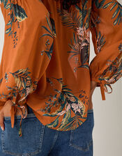Georgie Botanical Print Blouse, Copper (COPPER), large
