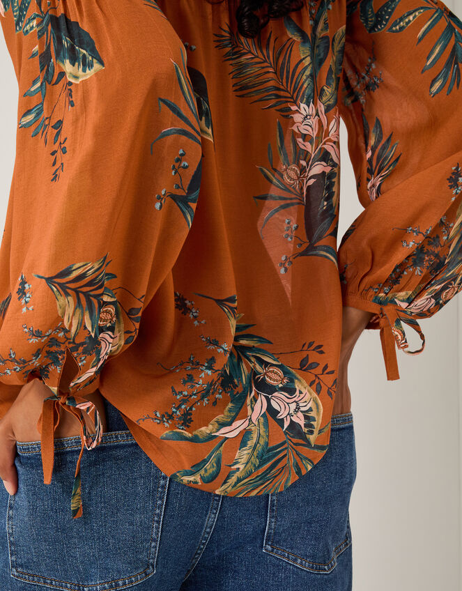 Georgie Botanical Print Blouse, Copper (COPPER), large