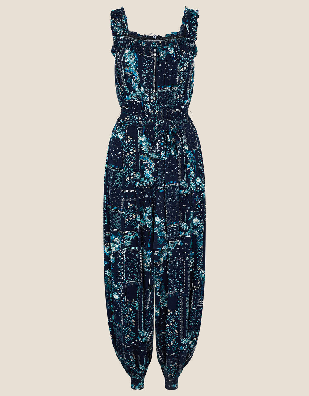 Printed Jersey Hareem Jumpsuit Blue Jumpsuits Monsoon UK.