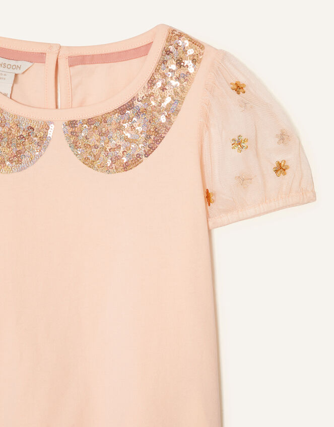 Sequin Collar T-Shirt, Nude (NUDE), large