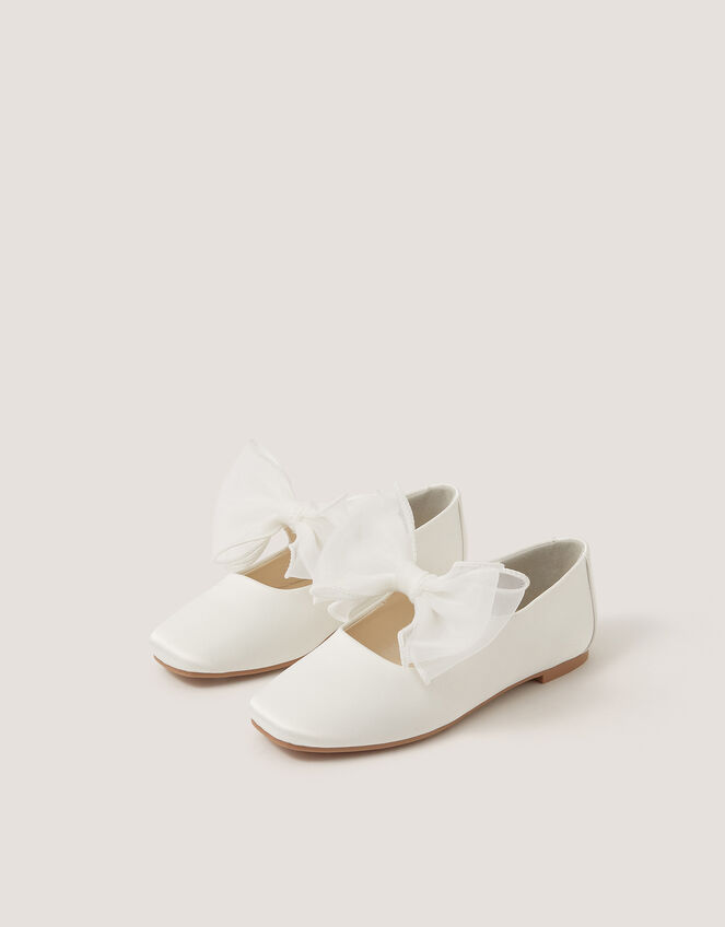 Organza Bow Ballet Flats, Ivory (IVORY), large