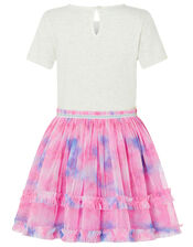 Disco Nina Unicorn Tie-Dye Dress, Ivory (IVORY), large