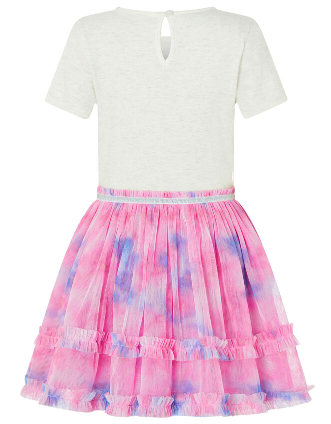 Disco Nina Unicorn Tie-Dye Dress, Ivory (IVORY), large