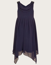 Hand-Beaded Art Deco Wrap Dress, Blue (NAVY), large