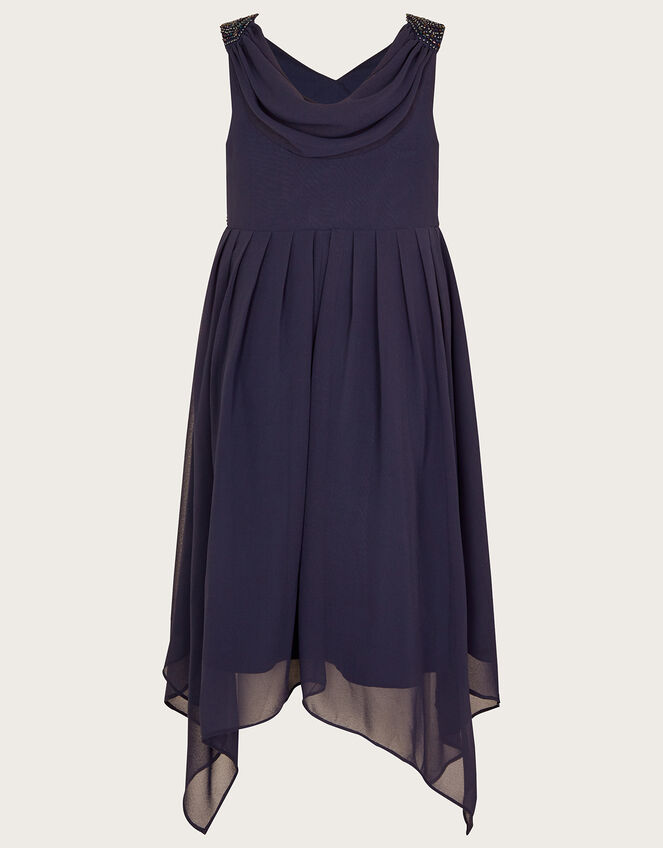 Hand-Beaded Art Deco Wrap Dress, Blue (NAVY), large