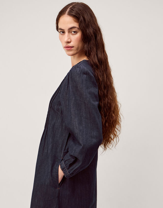 Remy Pintuck Denim Midi Dress Blue
