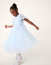 Shikha Floral Embellished Tiered Ruffle Dress, Blue (PALE BLUE), large