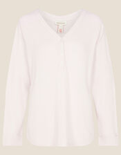 V-Neck Waffle Jersey Top, Pink (BLUSH), large