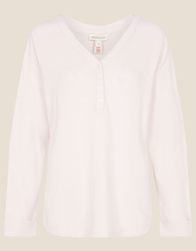 V-Neck Waffle Jersey Top, Pink (BLUSH), large