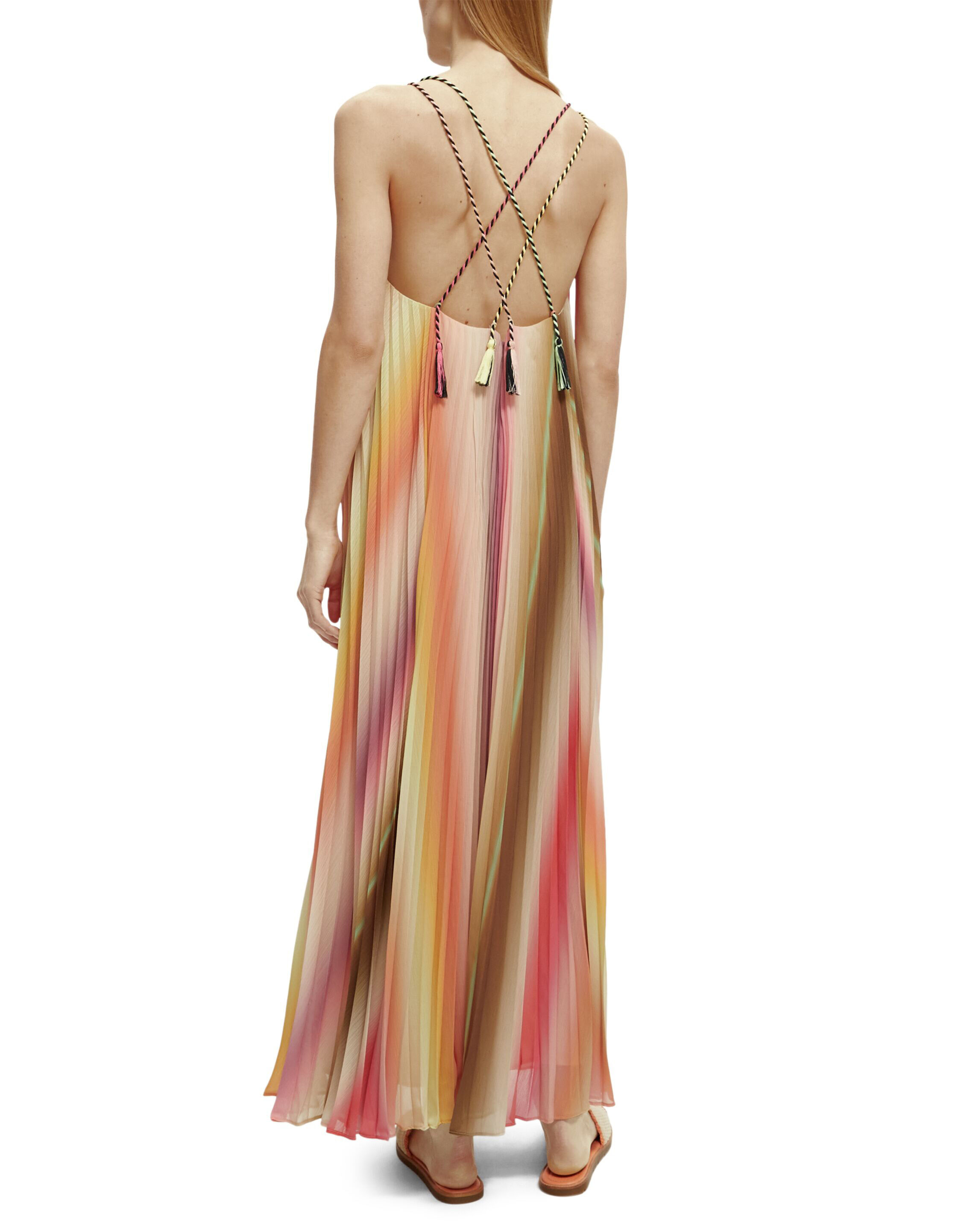 Scotch and Soda Pleated Tank Top Maxi Dress Shorter Length Multi