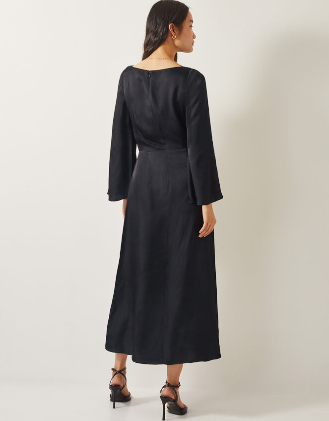 Molly Floral Print Satin Dress, Black (BLACK), large