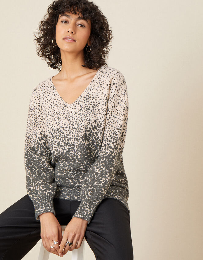 Olivia Ombre Animal Print Jumper , Ivory (IVORY), large