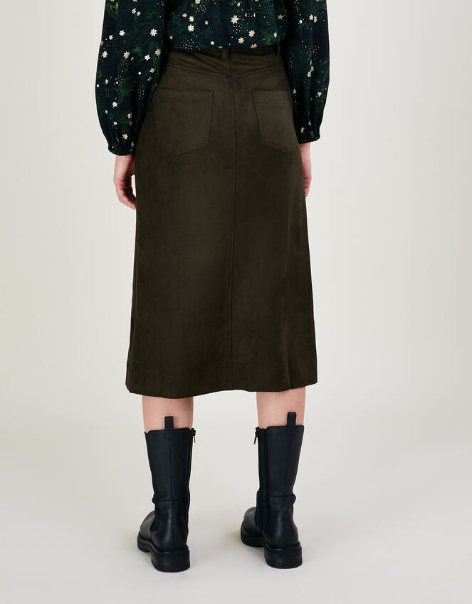 Button Detailing Suedette Skirt Green | Trousers & Leggings | Monsoon UK.