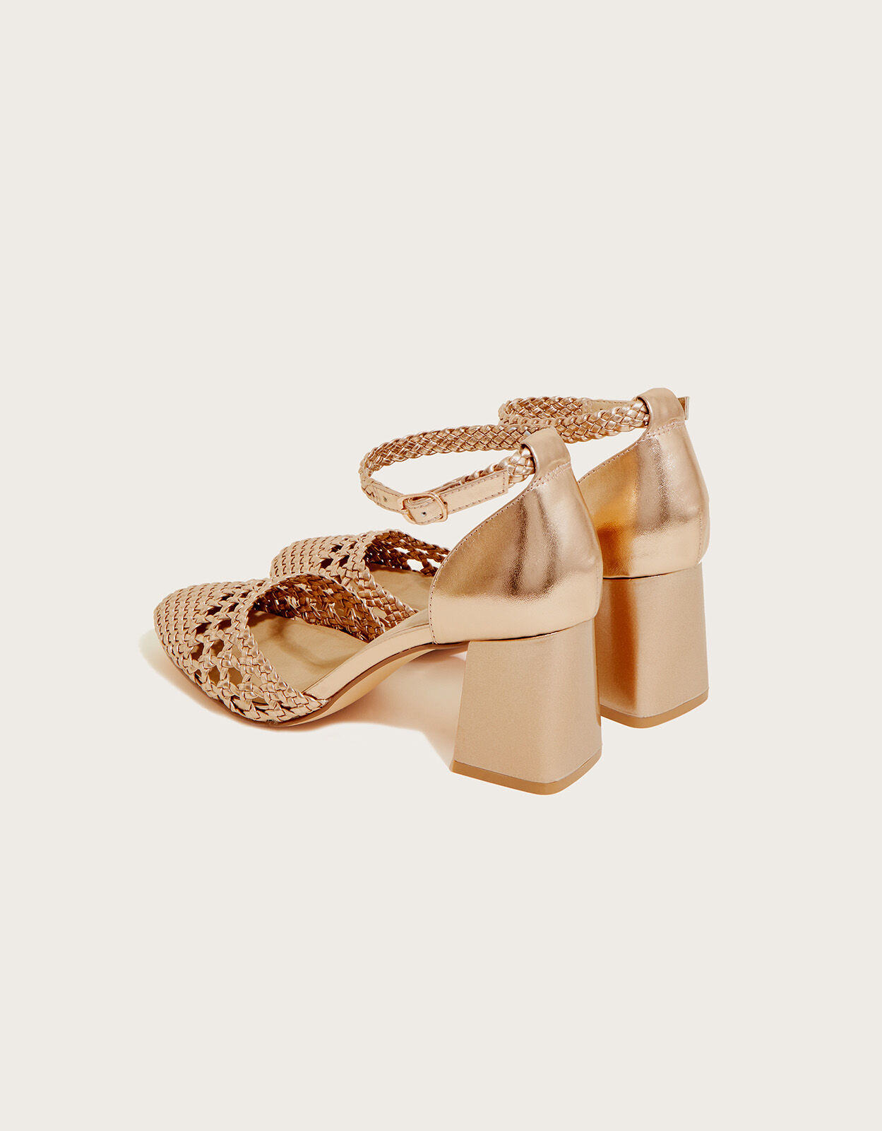 Wendy Woven Closed Toe Block Heel Sandals Bronze