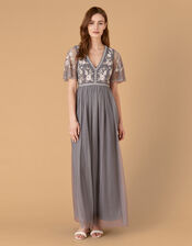 Caterina Embroidered Maxi Dress, Blue (BLUE), large