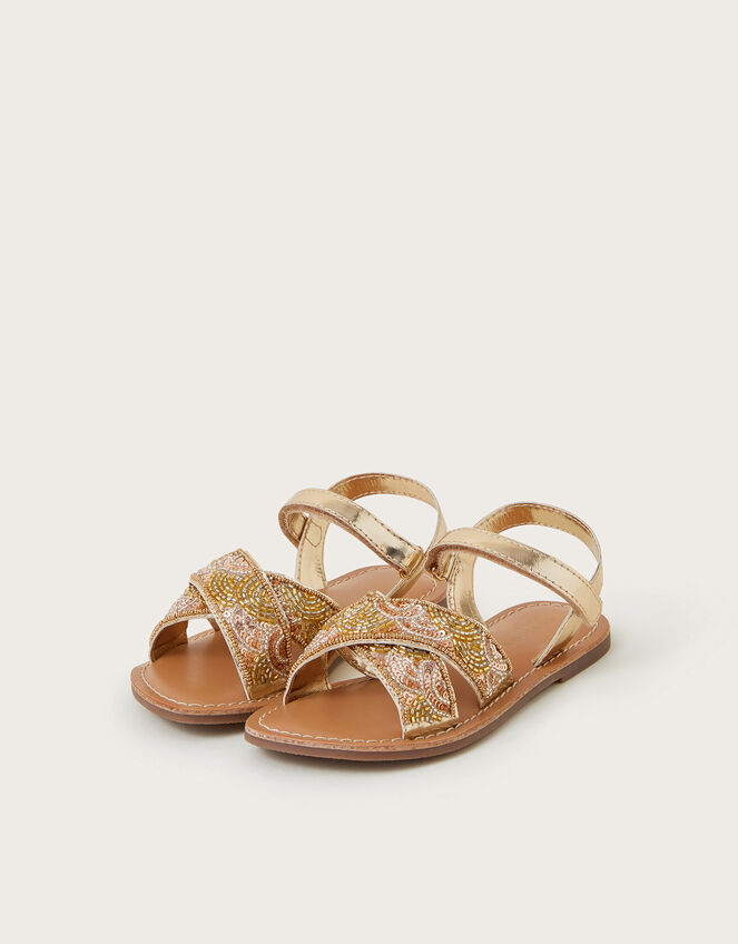 Embellished Metallic Sandals, Multi (MULTI), large