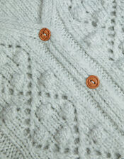 Cable Knit V-Neck Cardigan, Green (GREEN), large