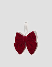 Embellished Pearl Bow Christmas Tree Decoration, Red (RED), large
