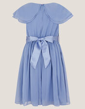 Ava Cape Sleeve Chiffon Bridesmaid Dress, Blue (BLUE), large