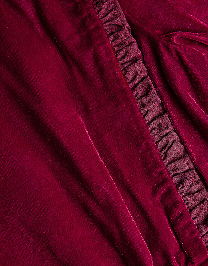 Velvet Ruffle Playsuit, Red (BURGUNDY), large