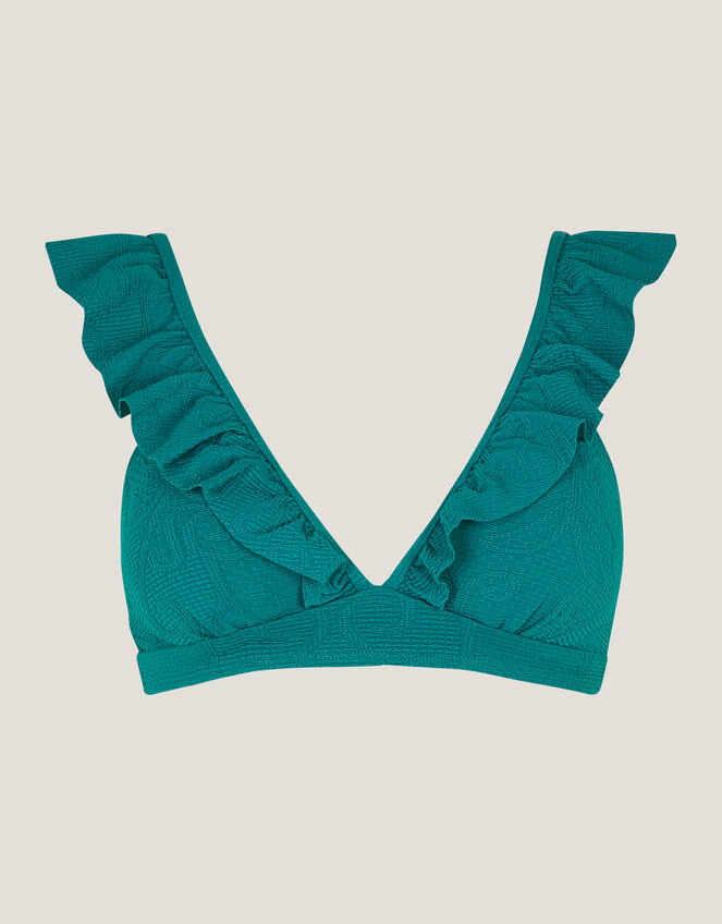 Mia Textured Frill Bikini Top Teal