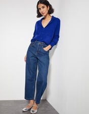 Cora V-Neck Collared Cardigan, Blue (COBALT), large