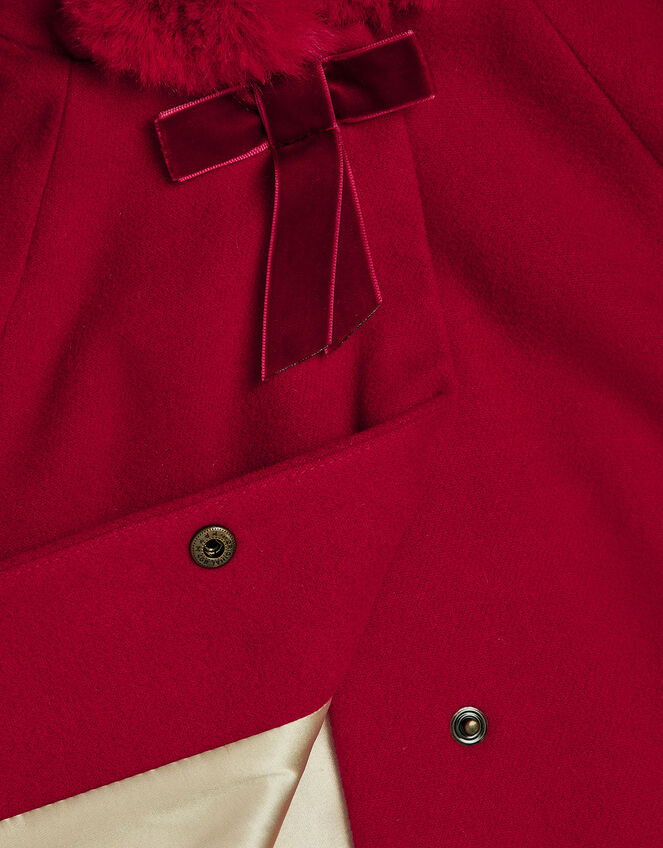 Baby Cape Coat with Fur Hood, Red (RED), large