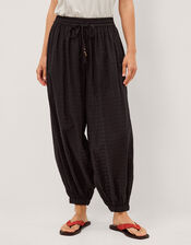Nora Textured Cotton Balloon Trousers, Black (BLACK), large
