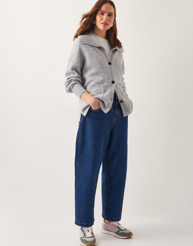 Clay Collar Cardigan, Grey (GREY), large