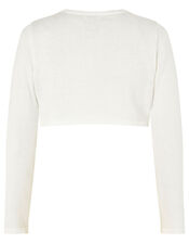Sequin Crop Cardigan, Ivory (IVORY), large