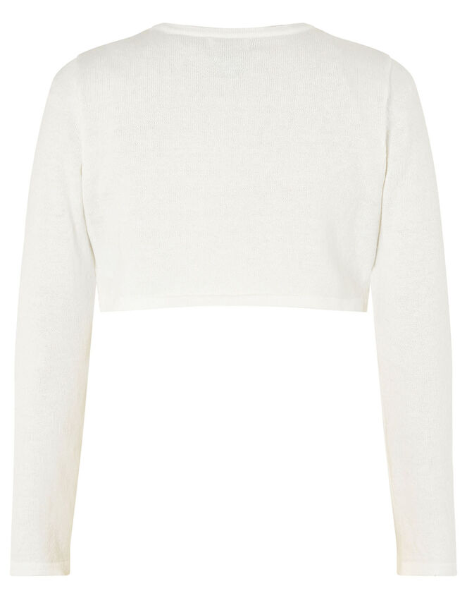 Sequin Crop Cardigan, Ivory (IVORY), large