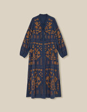 East Joseline Long Sleeve Embroidered Maxi Dress, Blue (NAVY), large