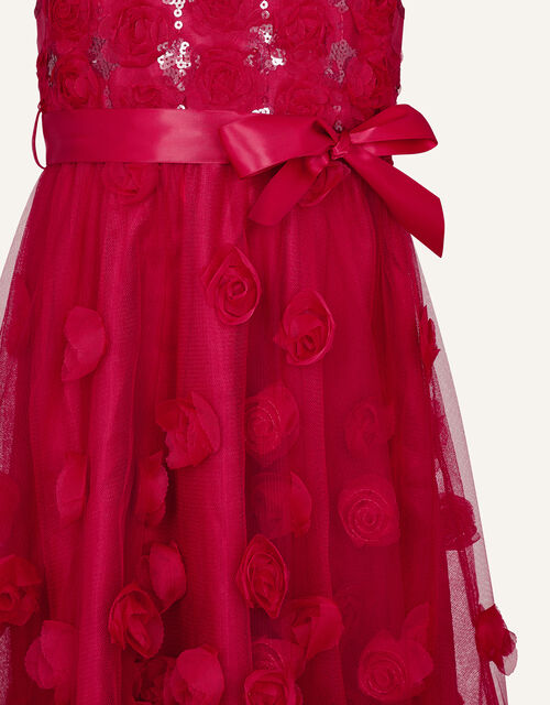 Sequin 3D Flower Dress, Red (RED), large