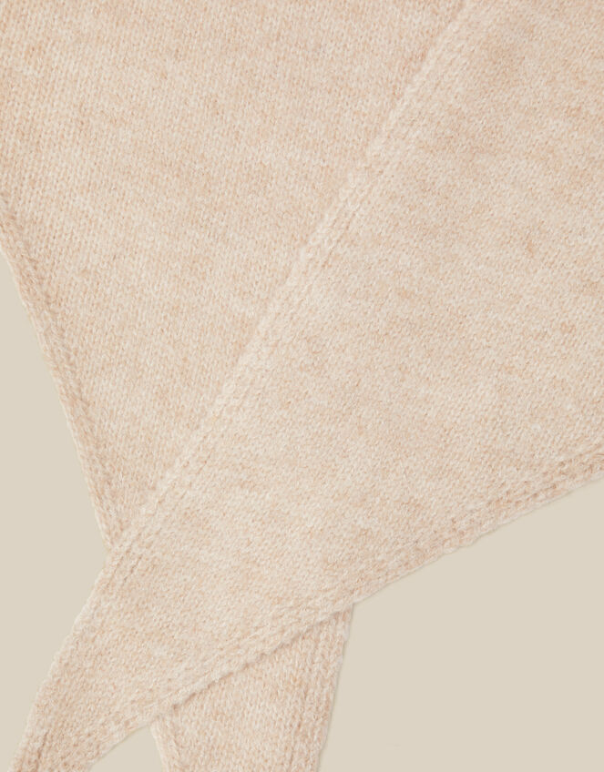 Fae Knitted Triangle Scarf, Natural (NATURAL), large