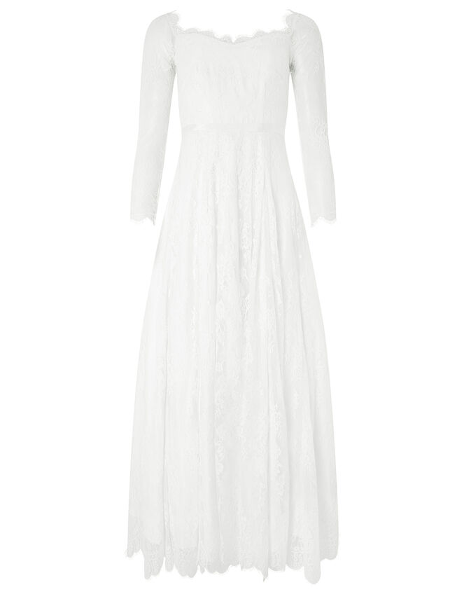 Cecily Bridal Bardot Lace Maxi Dress Ivory | Wedding Dresses | Monsoon UK.
