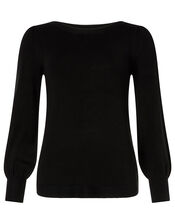 Button Back Knit Jumper, Black (BLACK), large