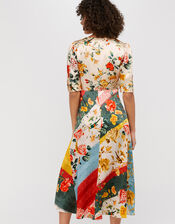 Oana Floral Satin Tea Dress, Ivory (IVORY), large