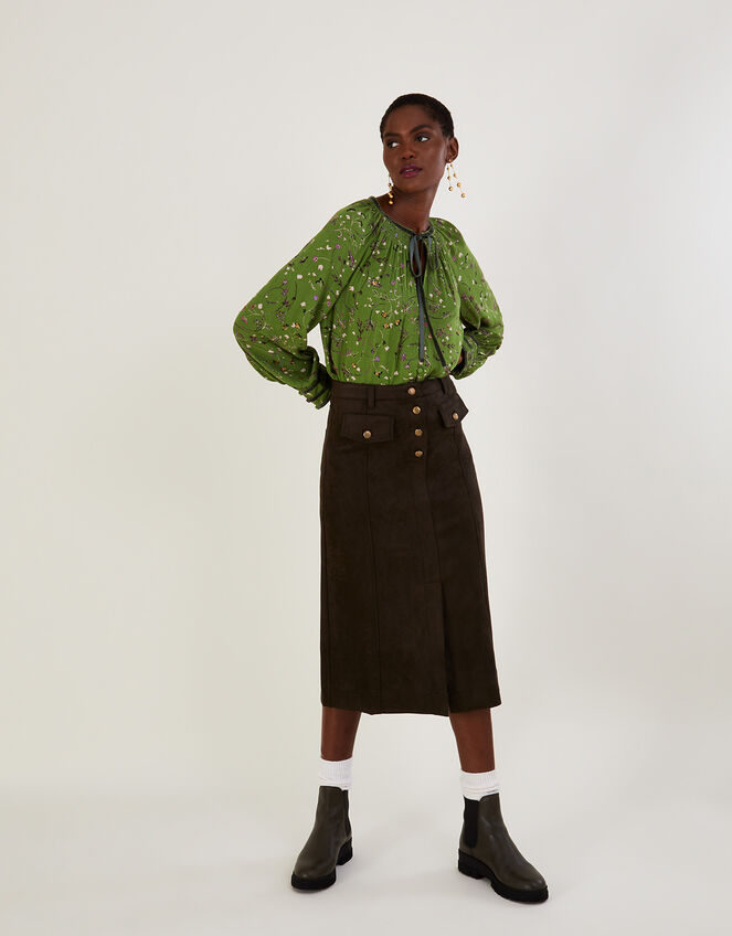 Ditsy Print Sequin Top in LENZING™ ECOVERO™ , Green (GREEN), large