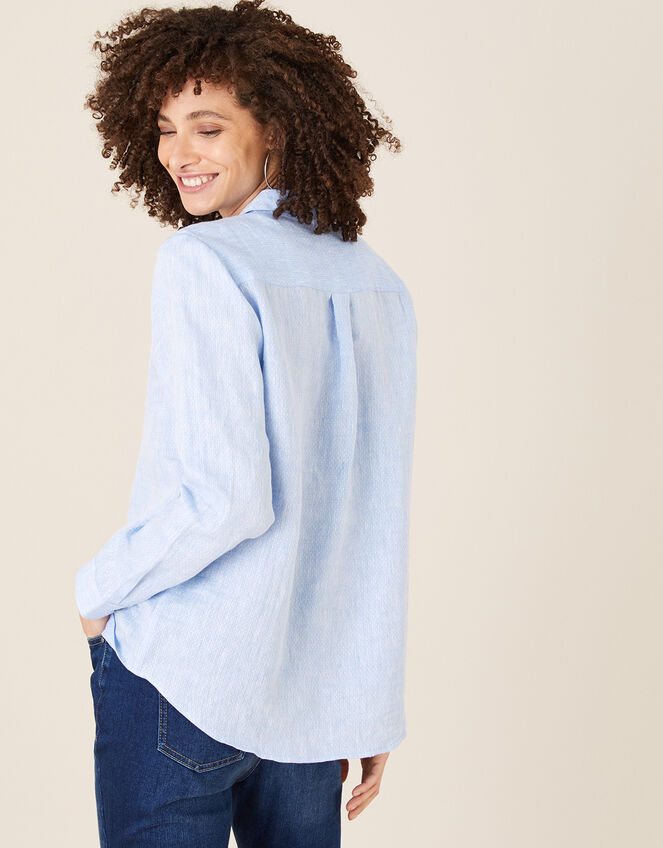 Dobby Shirt in Pure Linen Blue
