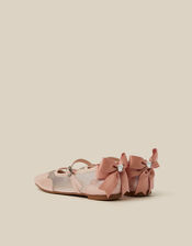 Bow Scallop Mesh Mary Jane Ballet Flats, Pink (PINK), large