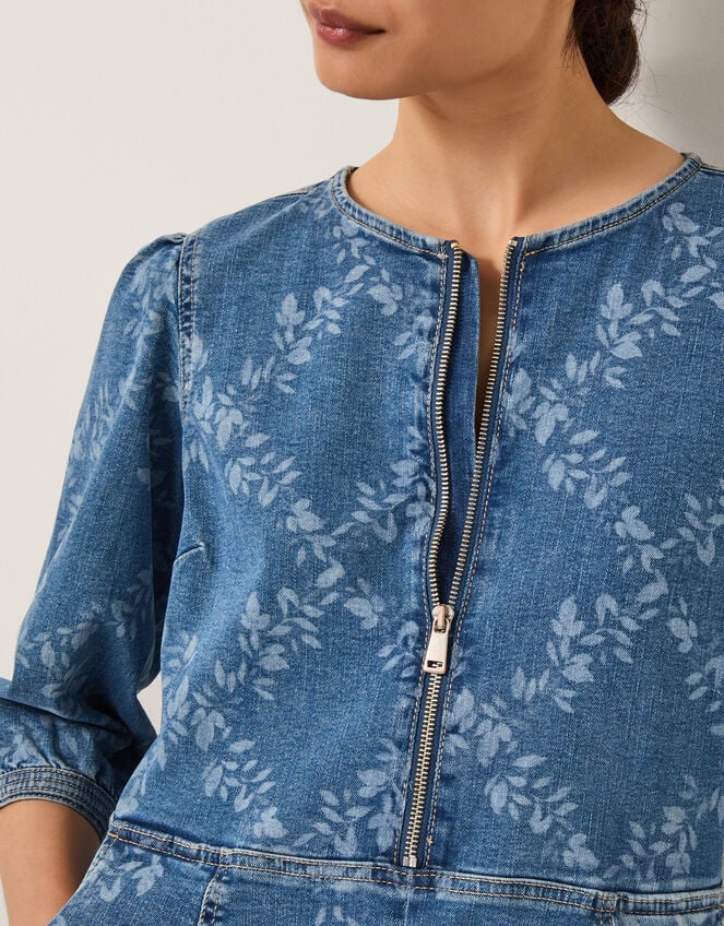 Hailsey Floral Denim Midi Dress, Blue (DENIM BLUE), large