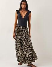 Ania Batik Print Maxi Skirt, Black (BLACK), large