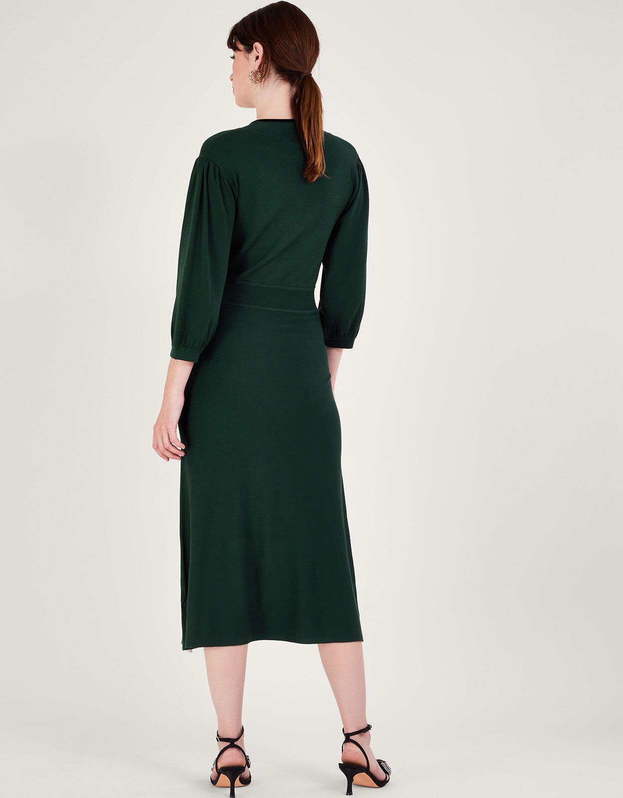 Green button sale midi dress