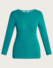 Round Tie Back Scoop Jumper with LENZING™ ECOVERO™, Teal (TEAL), large