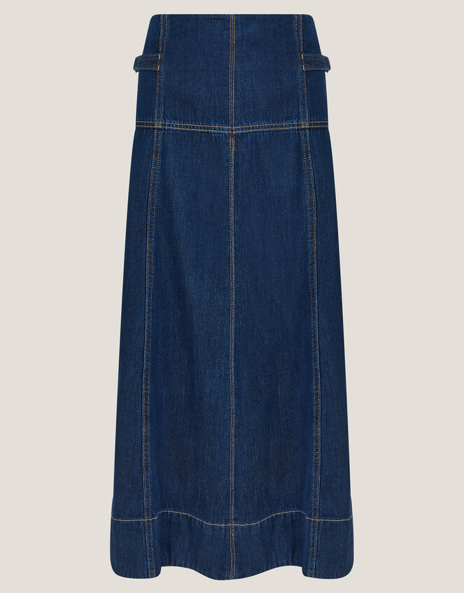 Brooke Seamed Denim Midi Skirt, Blue (INDIGO), large