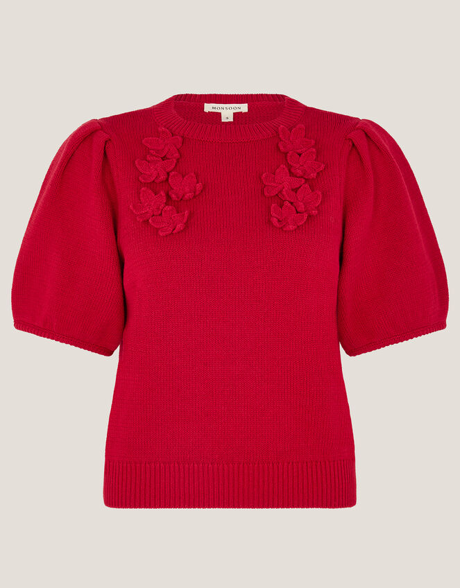 Fee Floral Puff Sleeve Jumper, Red (RED), large