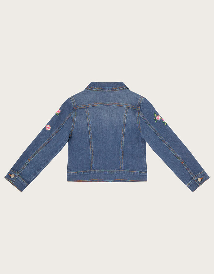 Flower Embroidered Denim Jacket Blue Girls' Coats & Jackets Monsoon UK.