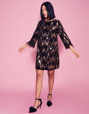 Fern Sequin Tunic Dress, Black (BLACK), large
